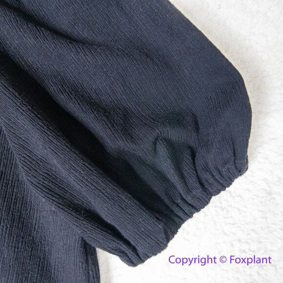 New! Eloquii cotton‎ blend black texture v neck flounce hem dress, 14/16 - Picture 5 of 14